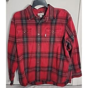 Carhartt Shirt Men's XL Red Plaid Original‎ Fit Button-up Heavy Flannel Hubbard
